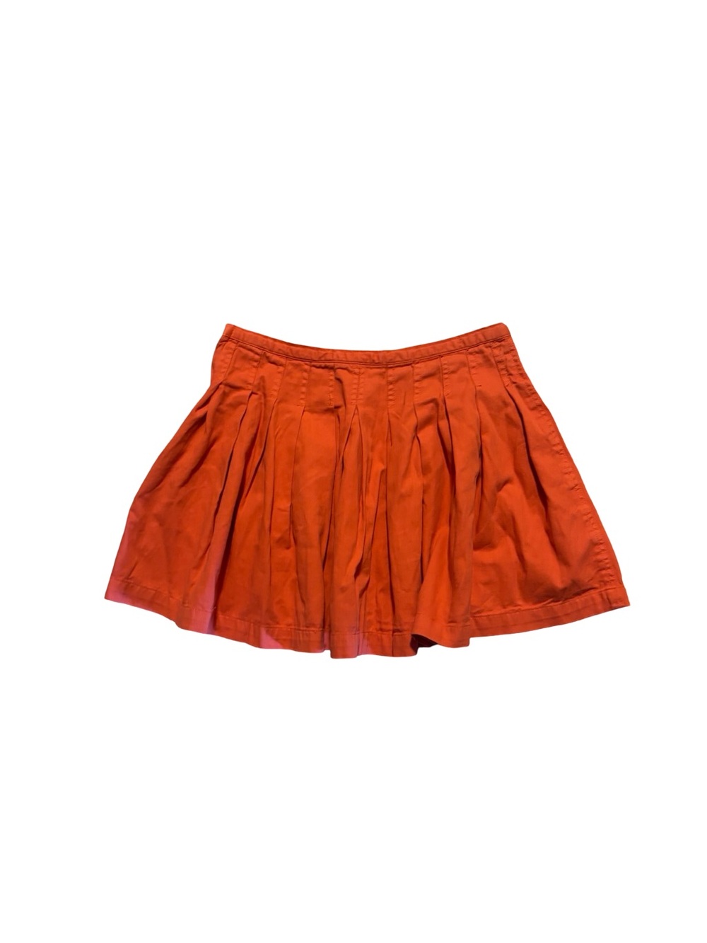 Anthropologie Orange Skater Y2K Preppy Boho Fall Pleaded Circle Skirt Small